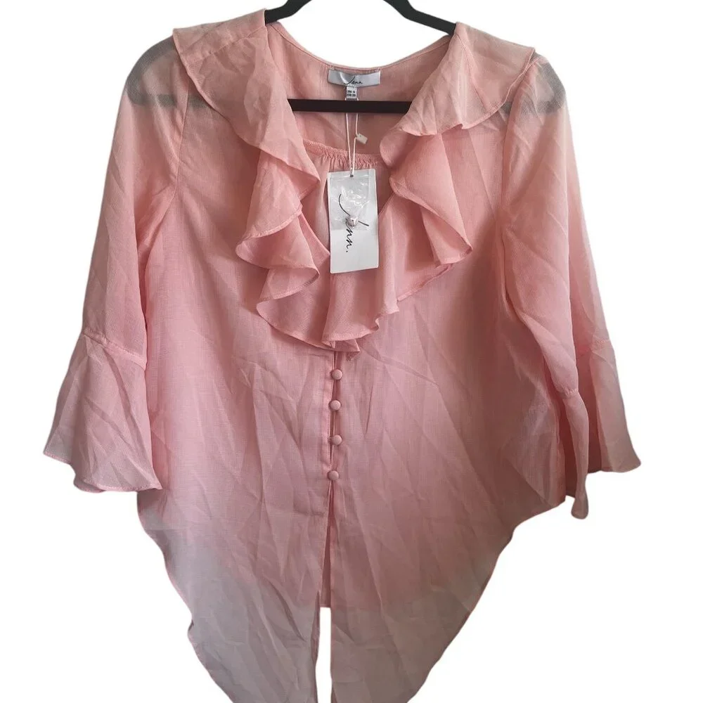 Jenn Pink Button Top - Picture 1 of 2
